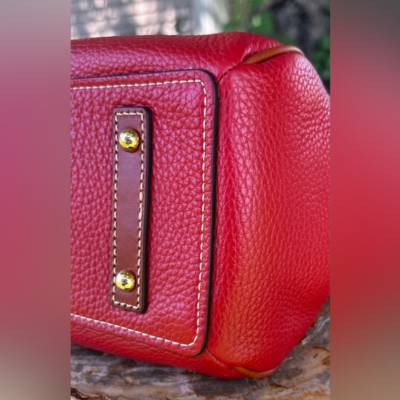 Dooney & Bourke Belvedere Medium Red Leather Logo Lock Satchel NWOT - Picture 15 of 17